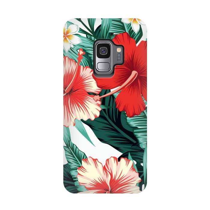 Galaxy S9 StrongFit Exotic Green Tropical Palm fern Leaves by ArtsCase