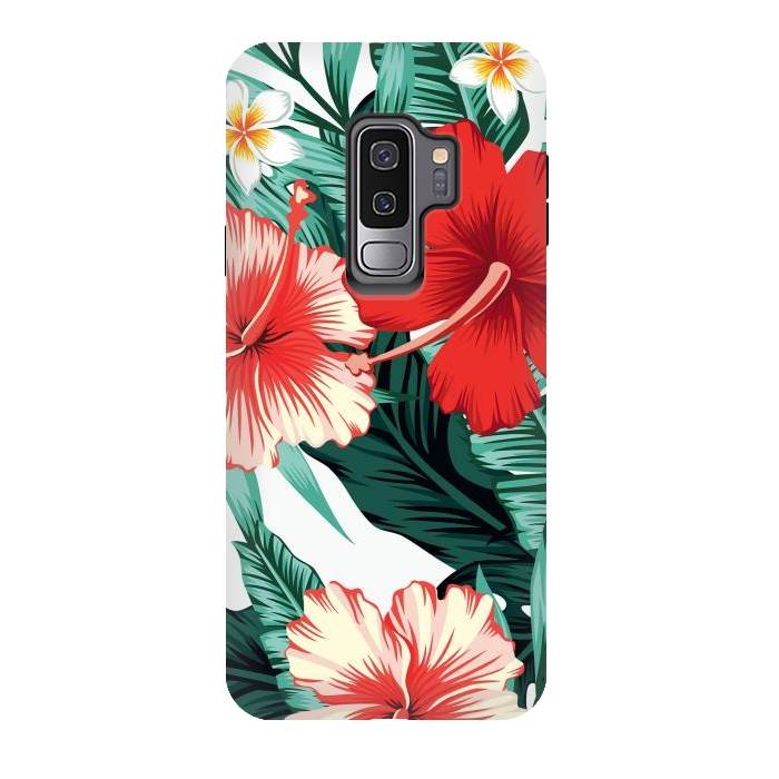 Galaxy S9 plus StrongFit Exotic Green Tropical Palm fern Leaves by ArtsCase