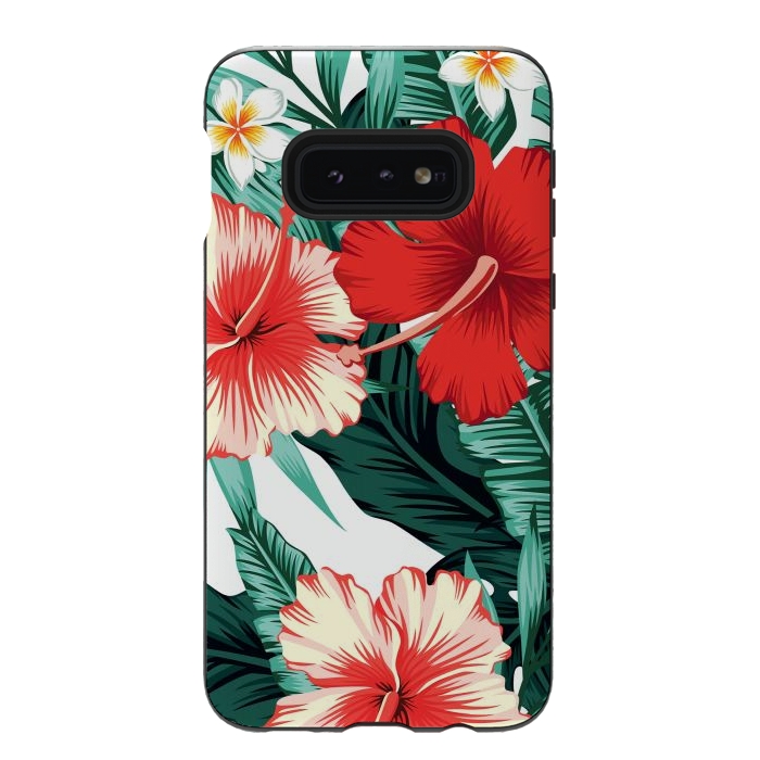 Galaxy S10e StrongFit Exotic Green Tropical Palm fern Leaves by ArtsCase