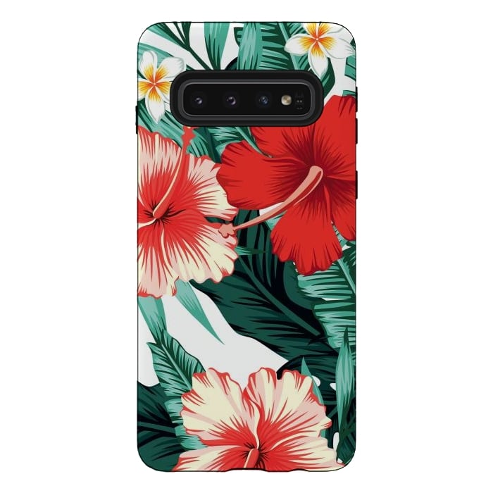 Galaxy S10 StrongFit Exotic Green Tropical Palm fern Leaves by ArtsCase