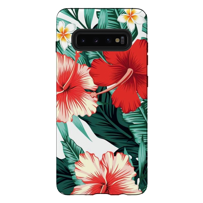 Galaxy S10 plus StrongFit Exotic Green Tropical Palm fern Leaves by ArtsCase