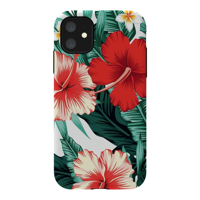 iPhone 11 StrongFit Exotic Green Tropical Palm fern Leaves by ArtsCase