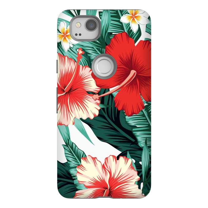 Pixel 2 StrongFit Exotic Green Tropical Palm fern Leaves by ArtsCase
