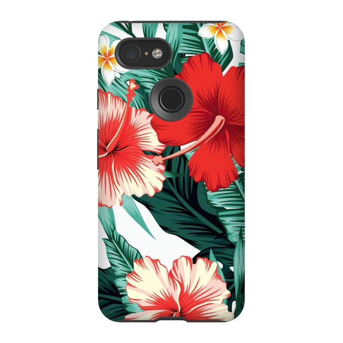 Pixel 3 StrongFit Exotic Green Tropical Palm fern Leaves by ArtsCase
