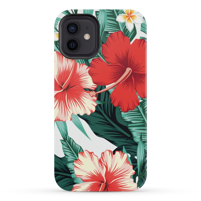 iPhone 12 mini StrongFit Exotic Green Tropical Palm fern Leaves by ArtsCase