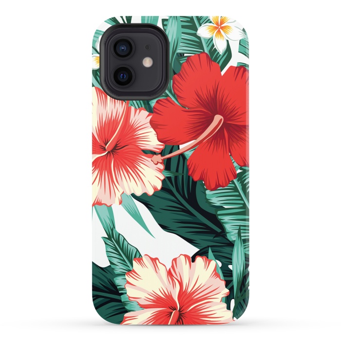 iPhone 12 StrongFit Exotic Green Tropical Palm fern Leaves by ArtsCase