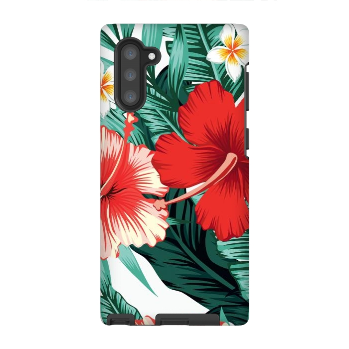 Galaxy Note 10 StrongFit Exotic Green Tropical Palm fern Leaves by ArtsCase