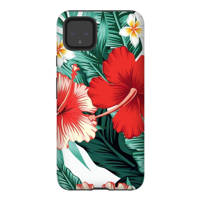 Pixel 4XL StrongFit Exotic Green Tropical Palm fern Leaves by ArtsCase