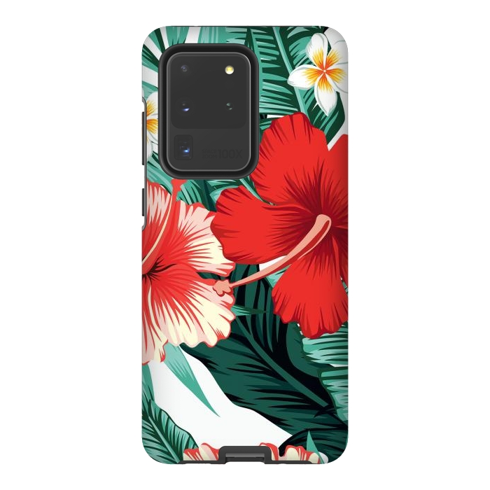 Galaxy S20 Ultra StrongFit Exotic Green Tropical Palm fern Leaves by ArtsCase