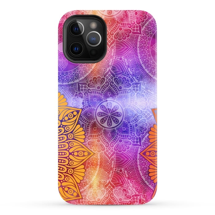 iPhone 12 Pro StrongFit Mandala Pattern with bright Colors by ArtsCase
