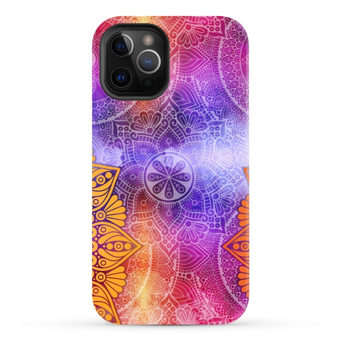 iPhone 12 Pro Max StrongFit Mandala Pattern with bright Colors by ArtsCase