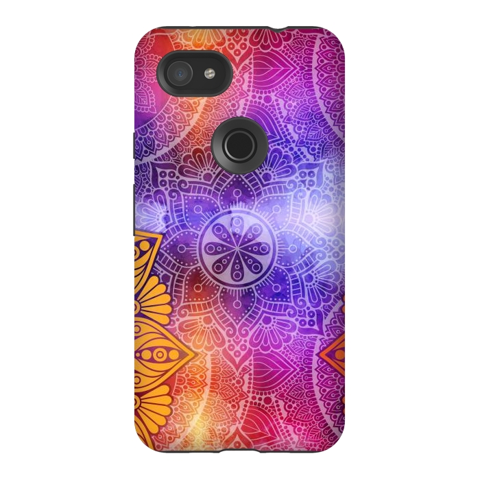 Pixel 3AXL StrongFit Mandala Pattern with bright Colors by ArtsCase