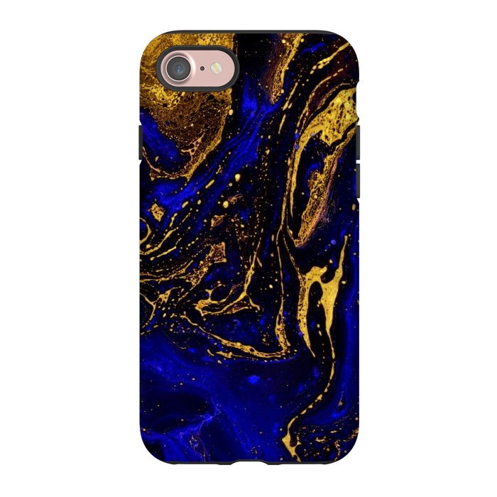 iPhone 7 StrongFit Blue marble and abstract gold background texture with swirls by ArtsCase