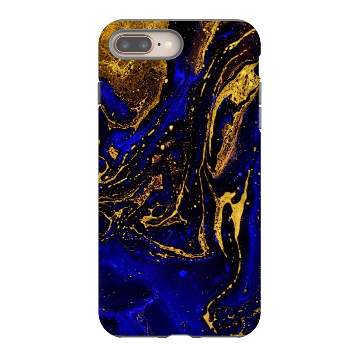 iPhone 7 plus StrongFit Blue marble and abstract gold background texture with swirls by ArtsCase