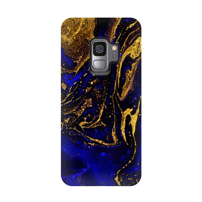 Galaxy S9 StrongFit Blue marble and abstract gold background texture with swirls by ArtsCase