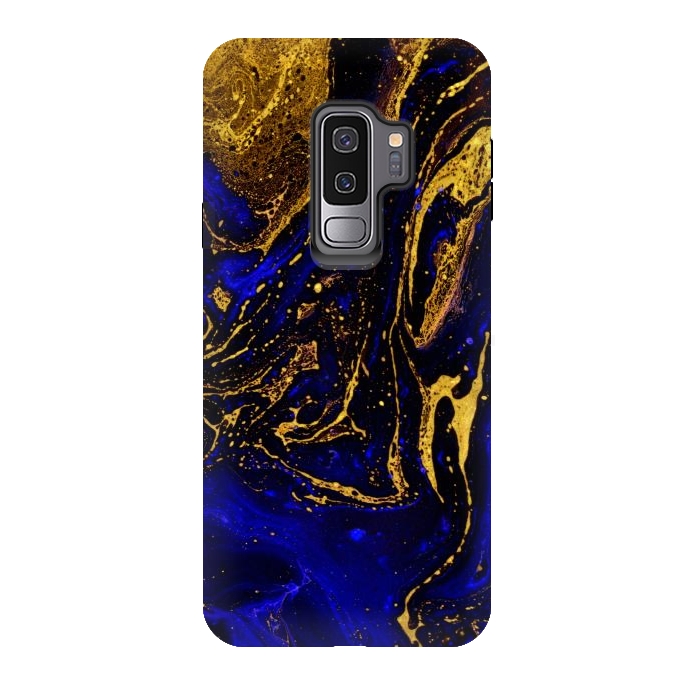 Galaxy S9 plus StrongFit Blue marble and abstract gold background texture with swirls by ArtsCase
