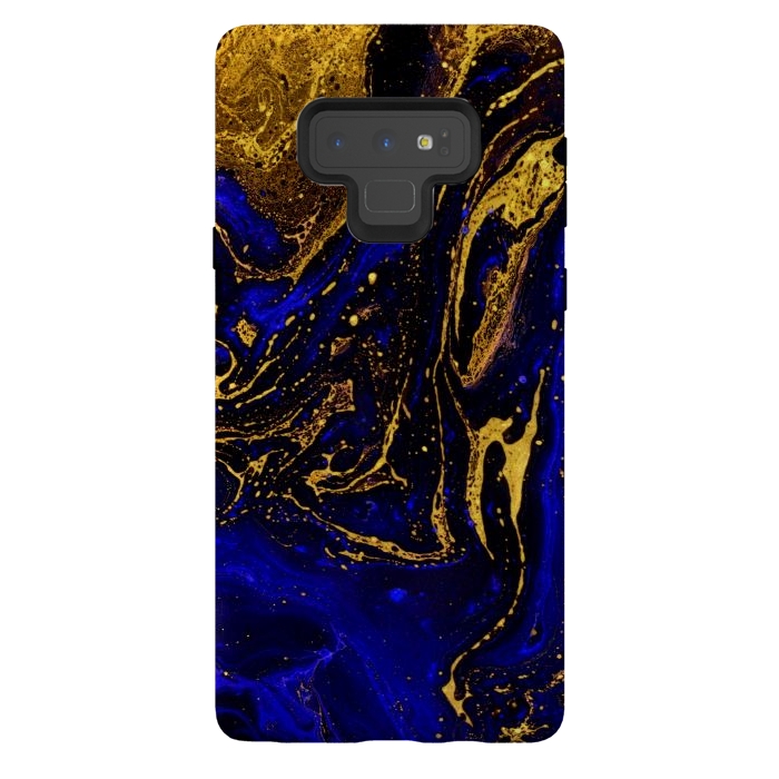 Galaxy Note 9 StrongFit Blue marble and abstract gold background texture with swirls by ArtsCase