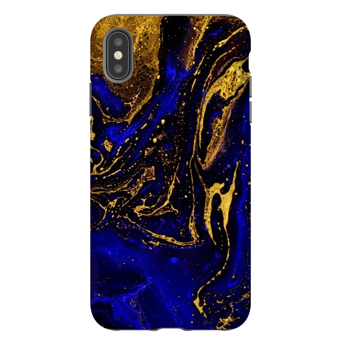 iPhone Xs Max StrongFit Blue marble and abstract gold background texture with swirls by ArtsCase