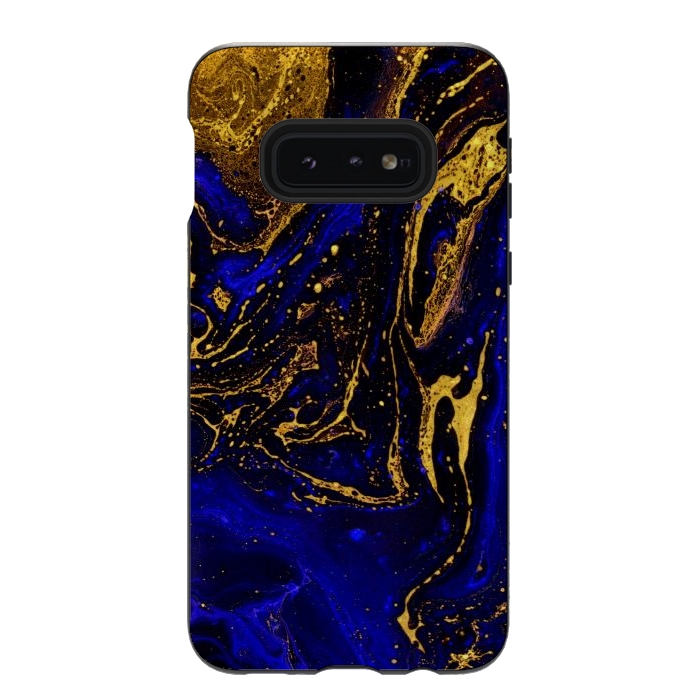 Galaxy S10e StrongFit Blue marble and abstract gold background texture with swirls by ArtsCase