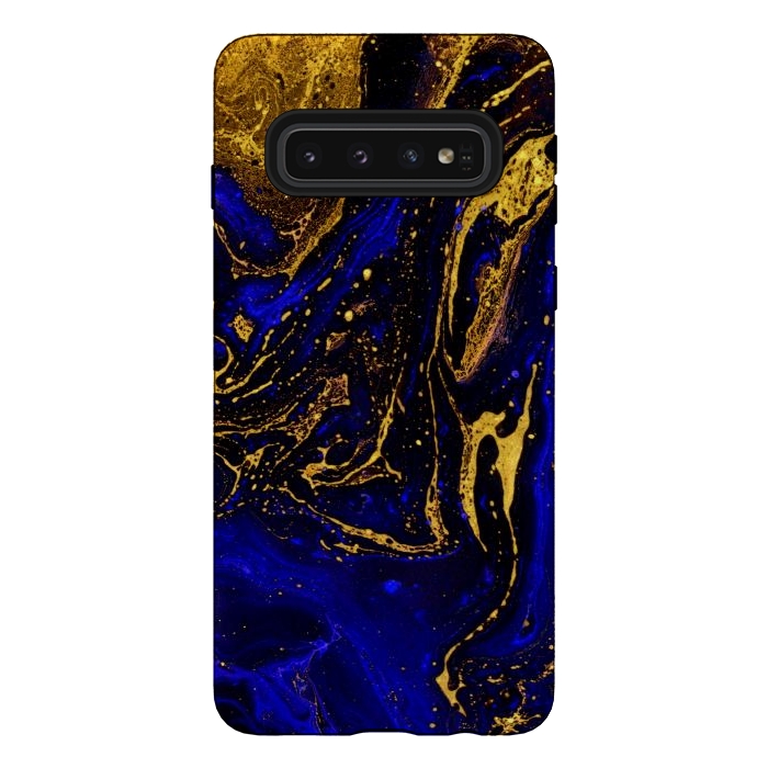 Galaxy S10 StrongFit Blue marble and abstract gold background texture with swirls by ArtsCase