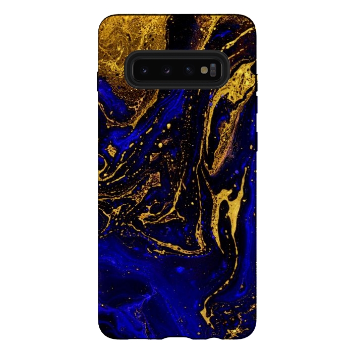 Galaxy S10 plus StrongFit Blue marble and abstract gold background texture with swirls by ArtsCase
