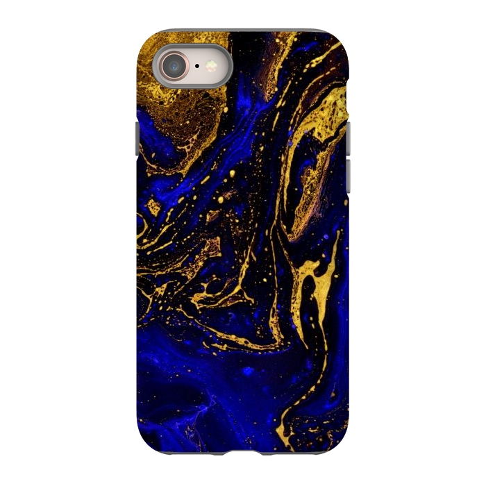 iPhone SE StrongFit Blue marble and abstract gold background texture with swirls by ArtsCase