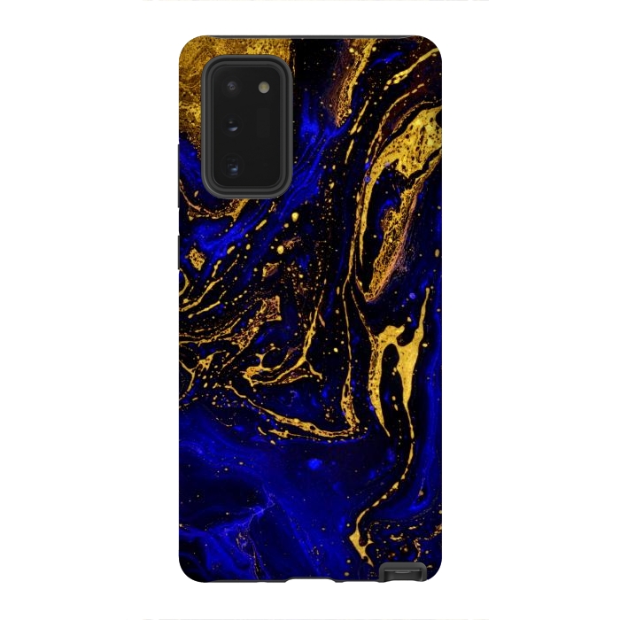 Galaxy Note 20 StrongFit Blue marble and abstract gold background texture with swirls by ArtsCase