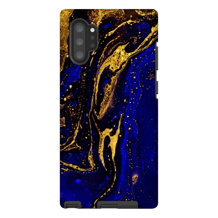 Galaxy Note 10 plus StrongFit Blue marble and abstract gold background texture with swirls by ArtsCase