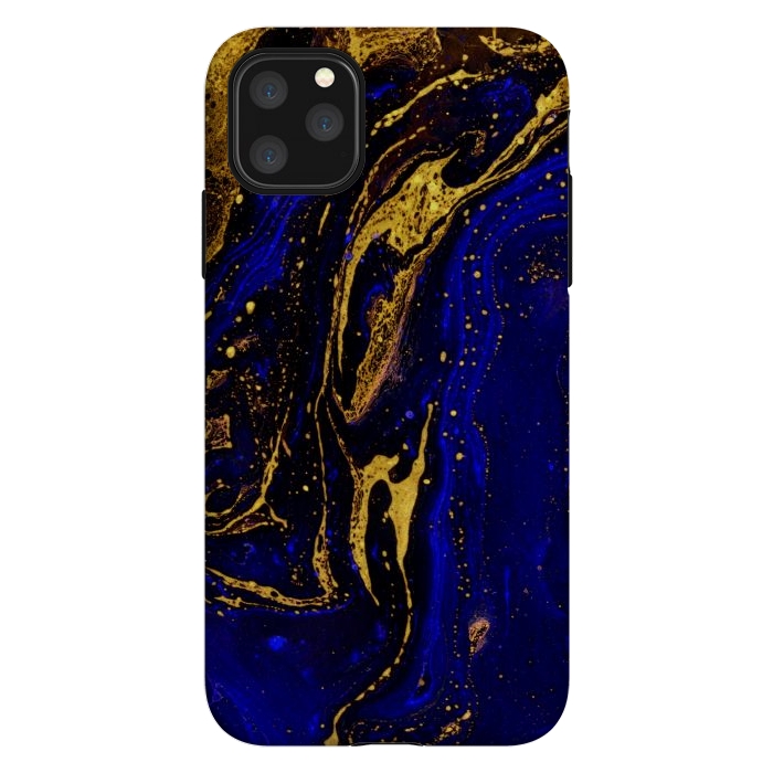 iPhone 11 Pro Max StrongFit Blue marble and abstract gold background texture with swirls by ArtsCase