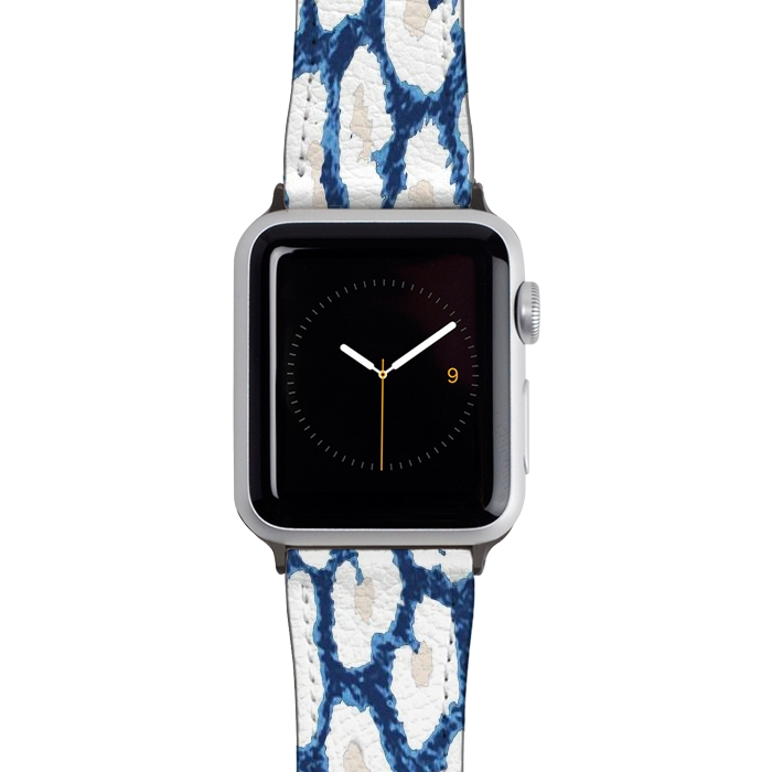 Watch 38mm / 40mm Strap PU leather Blue-Cream Cozy Surface by ''CVogiatzi.