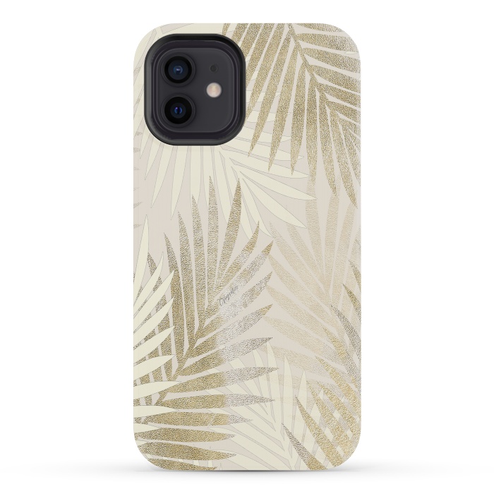 iPhone 12 mini StrongFit Relaxing Palms-Gold by ''CVogiatzi.
