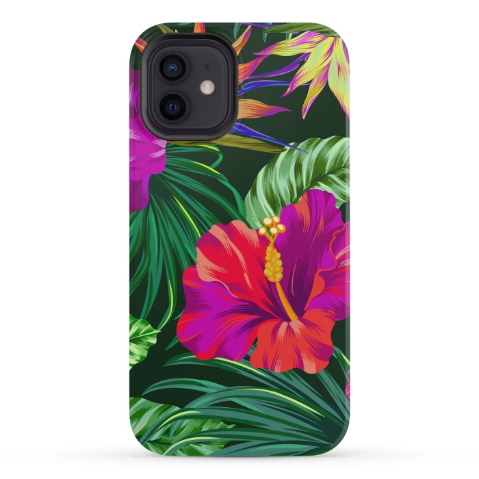iPhone 12 mini StrongFit Cute Tropical Floral Pattern XVI by ArtsCase