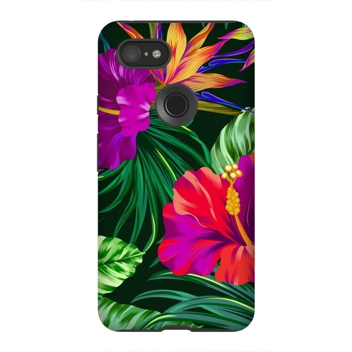 Pixel 3XL StrongFit Cute Tropical Floral Pattern XVI by ArtsCase