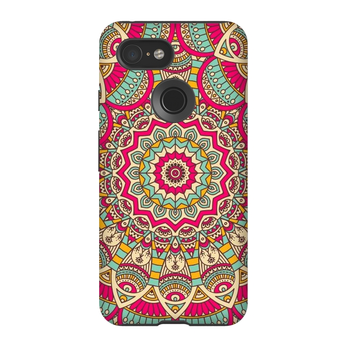 Pixel 3 StrongFit Ethnic floral seamless and Madala pattern by ArtsCase