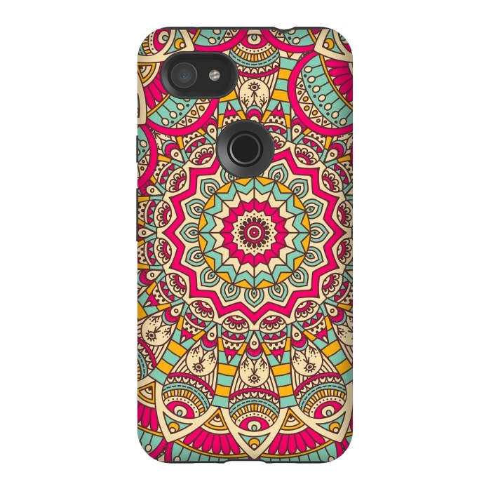 Pixel 3AXL StrongFit Ethnic floral seamless and Madala pattern by ArtsCase