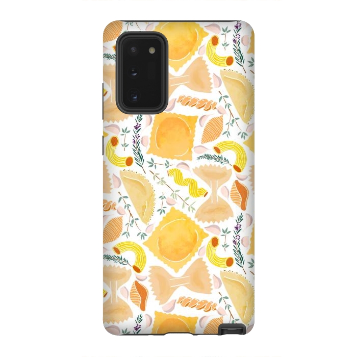 Galaxy Note 20 StrongFit Pasta Pattern on White by Tangerine-Tane