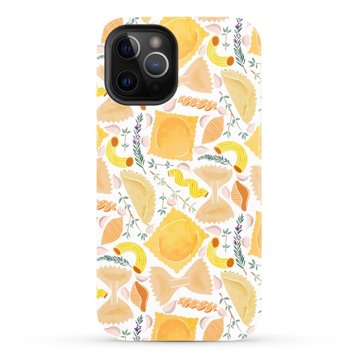 iPhone 12 Pro Max StrongFit Pasta Pattern on White by Tangerine-Tane