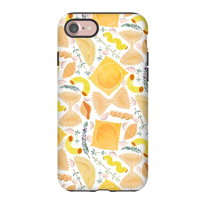 iPhone 7 StrongFit Pasta Pattern on White by Tangerine-Tane