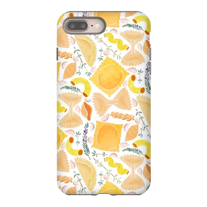 iPhone 7 plus StrongFit Pasta Pattern on White by Tangerine-Tane