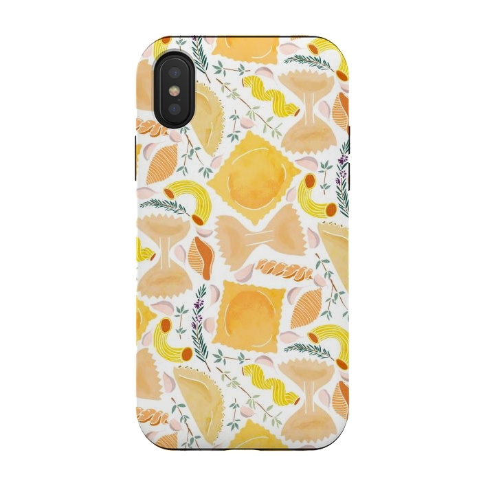 iPhone Xs / X StrongFit Pasta Pattern on White by Tangerine-Tane