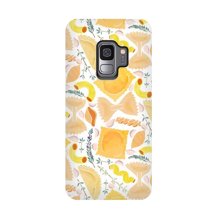 Galaxy S9 StrongFit Pasta Pattern on White by Tangerine-Tane