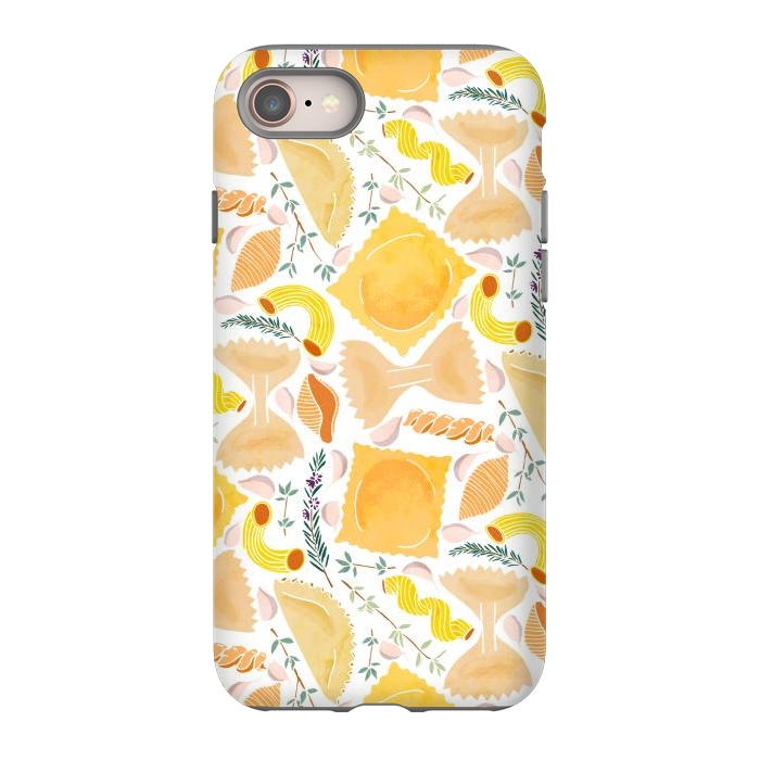 iPhone 8 StrongFit Pasta Pattern on White by Tangerine-Tane
