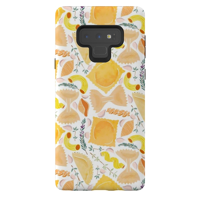 Galaxy Note 9 StrongFit Pasta Pattern on White by Tangerine-Tane