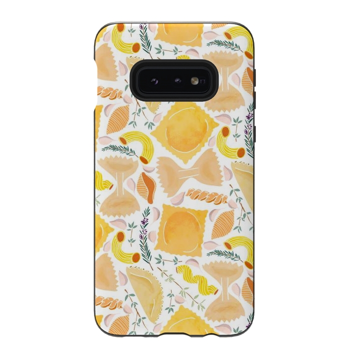 Galaxy S10e StrongFit Pasta Pattern on White by Tangerine-Tane