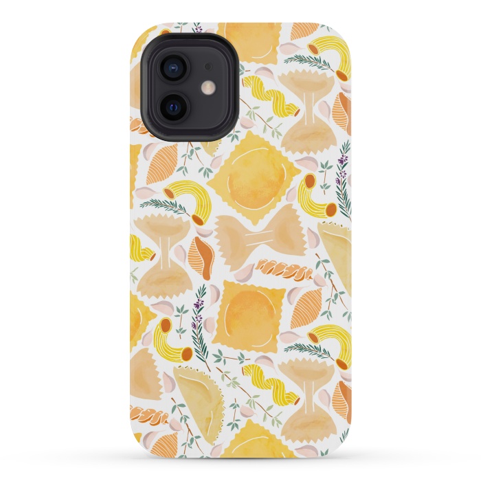 iPhone 12 mini StrongFit Pasta Pattern on White by Tangerine-Tane