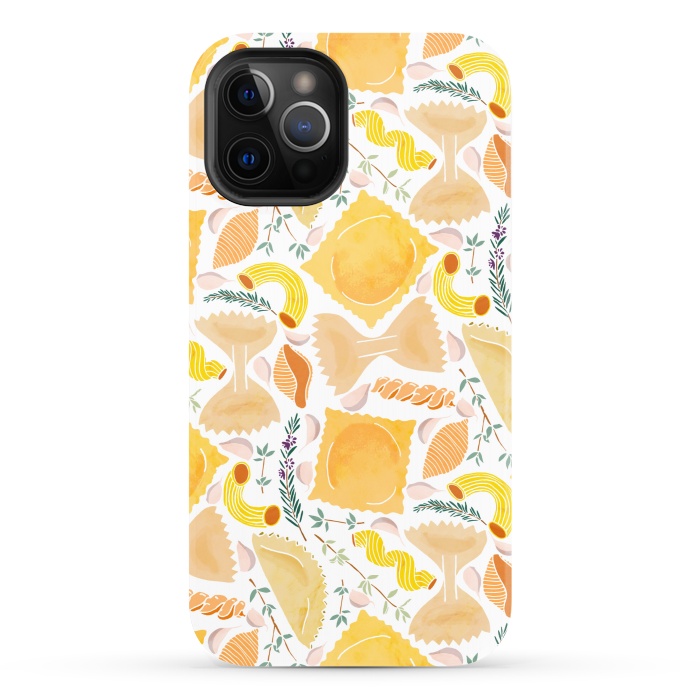 iPhone 12 Pro StrongFit Pasta Pattern on White by Tangerine-Tane