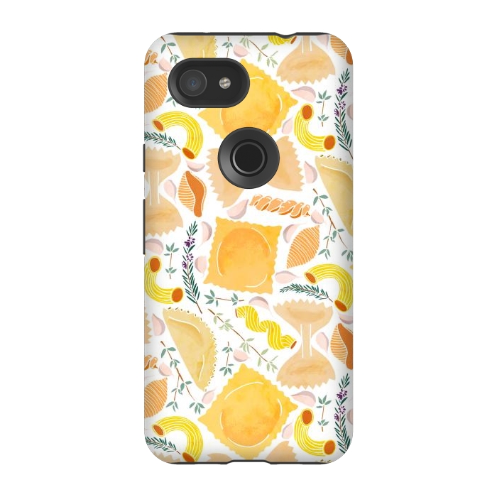 Pixel 3A StrongFit Pasta Pattern on White by Tangerine-Tane