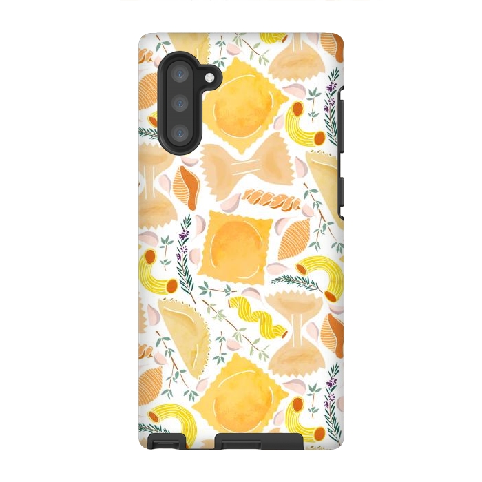 Galaxy Note 10 StrongFit Pasta Pattern on White by Tangerine-Tane