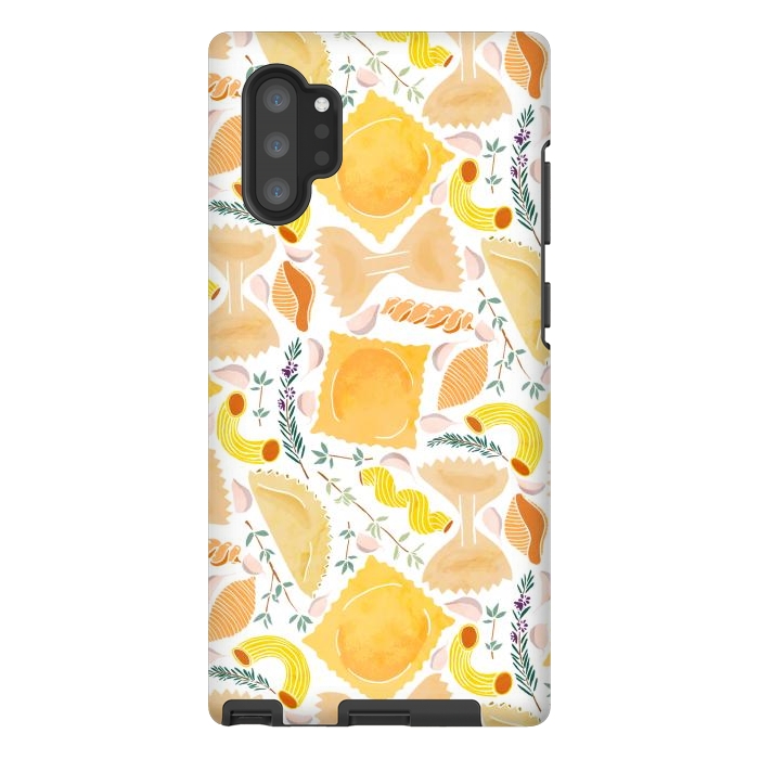 Galaxy Note 10 plus StrongFit Pasta Pattern on White by Tangerine-Tane
