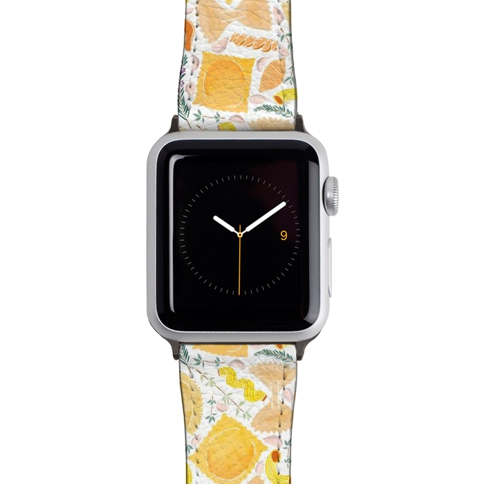 Watch 38mm / 40mm Strap PU leather Pasta Pattern on White by Tangerine-Tane